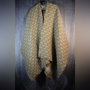 Michael Kors Women's Logo Plaid Reversible Cape Sweater